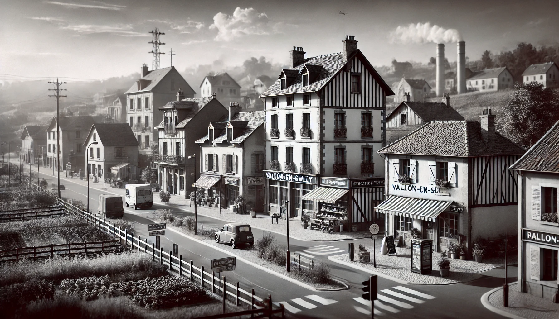 une image de village en noir et blanc illustrant le texte du billet 