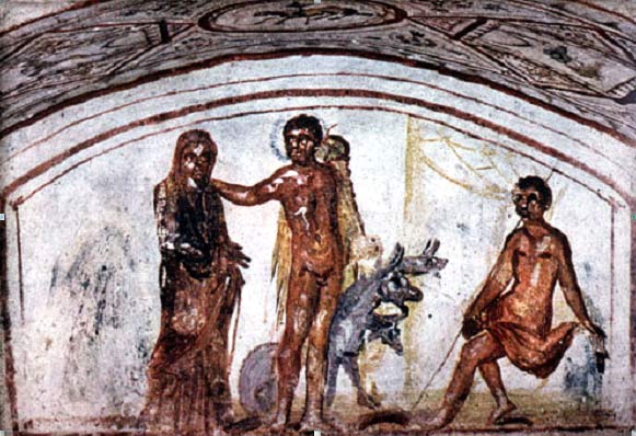 Alceste, Hercule et Cerbère - Catacombe d'Alceste, Rome, Via Latina. IVème siècle